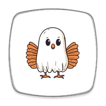 Truthahn Halloween Lustig Geist - Viereckiger Kühlschrankmagnet - Weiß - Vorne