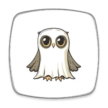 Hibou Halloween Drôle Fantôme - Magnet carré - blanc - Devant