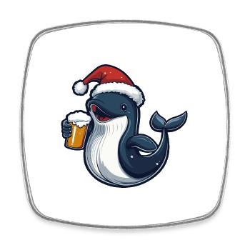 Wal Weihnachten Bier - Viereckiger Kühlschrankmagnet - Weiß - Vorne