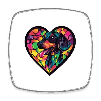 Dachshund BadgerDog Heart Dog Love - Square fridge magnet - white - Front