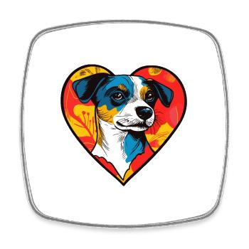 Jack Russell Terrier Dog Heart Dog Love - Square fridge magnet - white - Front