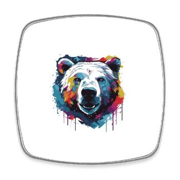 Polar Bear Head Portrait Animal Polar Bear Pop Art - Square fridge magnet - white - Front