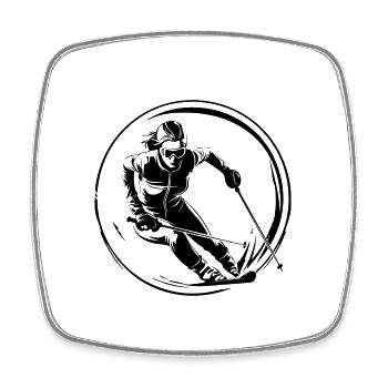 Ski Fahren Skiing Frau Silhouette - Viereckiger Kühlschrankmagnet - Weiß - Vorne