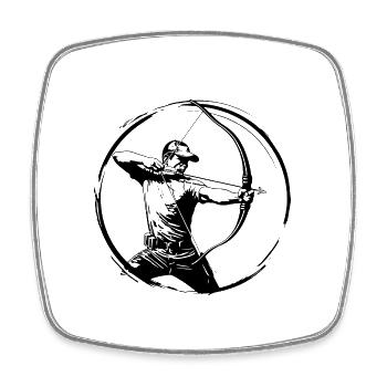Tir à l’arc Homme Silhouette - Magnet carré - blanc - Devant