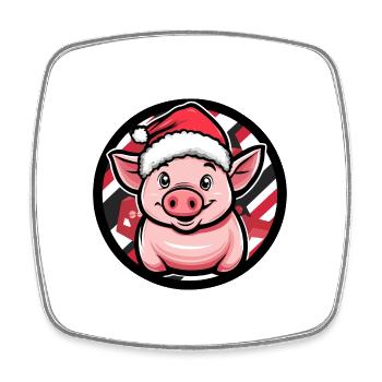 Pig Christmas Animal - Square fridge magnet - white - Front
