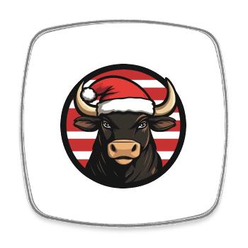 Taureau : Animal de Noël - Magnet carré - blanc - Devant