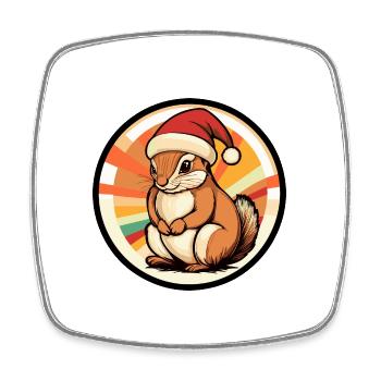 Squirrel Christmas Animal - Square fridge magnet - white - Front