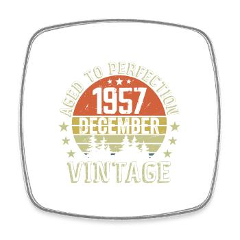 Cadeau Anniversaire Rétro - Nées En Décembre 1957 - Magnet carré - blanc - Devant
