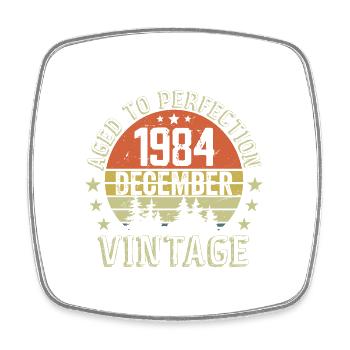 Retro Birthday Gift - Born In December 1984 - Square fridge magnet - white - Front