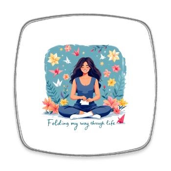 Folding my way through life - Origami falten - Square fridge magnet - white - Front
