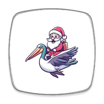 Pelikan Vogel Weihnachtsmann Cartoon - Viereckiger Kühlschrankmagnet - Weiß - Vorne