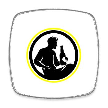 Bouteille de bière buvant Silhouette - Magnet carré - blanc - Devant