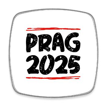 Prag 2025 Spruch - Viereckiger Kühlschrankmagnet - Weiß - Vorne