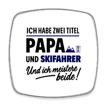Papa und Skifahrer Vatertagsdesign - Viereckiger Kühlschrankmagnet - Weiß - Vorne