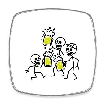 Bier Team Skelett - Viereckiger Kühlschrankmagnet - Weiß - Vorne