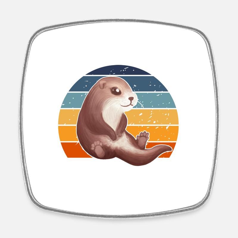 Douce Loutre Rétro - Magnet carré - blanc