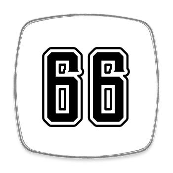 66 Zahl Symbol - Viereckiger Kühlschrankmagnet - Weiß - Vorne