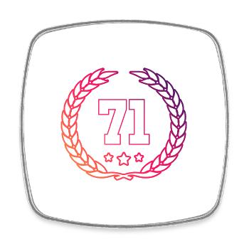 71 Number wreath - Square fridge magnet - white - Front