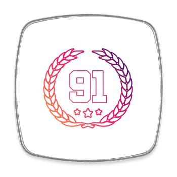 91 Number wreath - Square fridge magnet - white - Front