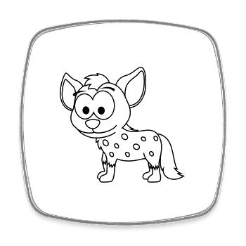 Hyène Comic Animal - Magnet carré - blanc - Devant