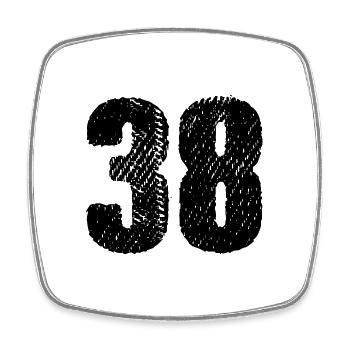 38 Number jersey - Square fridge magnet - white - Front