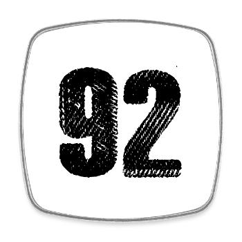 92 Zahl Trikot - Viereckiger Kühlschrankmagnet - Weiß - Vorne