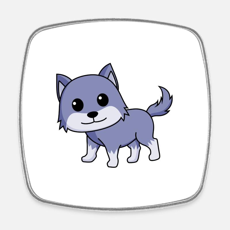 Wolf Comic Animal - Square fridge magnet - white