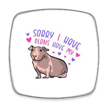 Sorry I Have Plans With My Guinea Pig Animal Lover - Viereckiger Kühlschrankmagnet - Weiß - Vorne