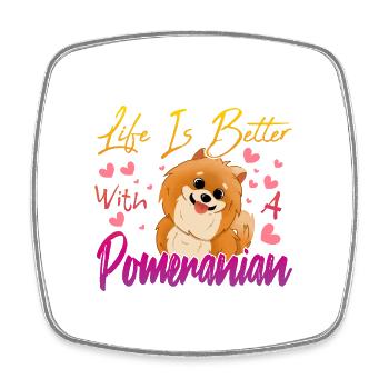 Pomeranian Liebhaber - Viereckiger Kühlschrankmagnet - Weiß - Vorne