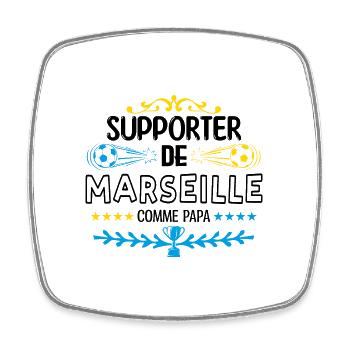 supporteur de Marseille. OM - Magnet carré - blanc - Devant