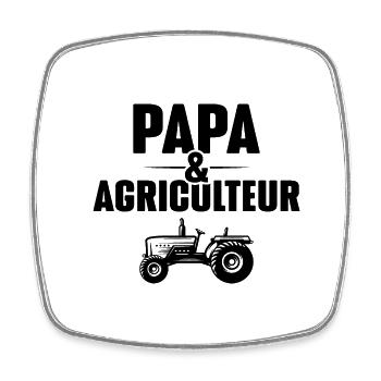 Papa et Agriculteur - Cadeau papa agriculteur - Magnet carré - blanc - Devant