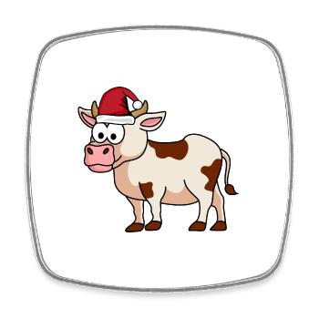 Kuh Comic Weihnachten - Viereckiger Kühlschrankmagnet - Weiß - Vorne