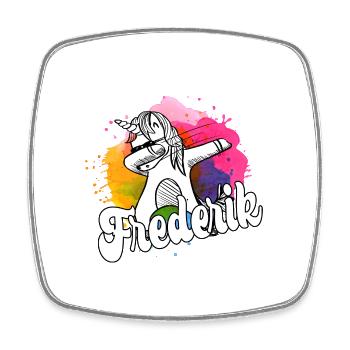 FREDERIK - Beau nom de garçon avec licorne cool - Magnet carré - blanc - Devant
