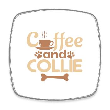 coffe and collie pet lover - Square fridge magnet - white - Front