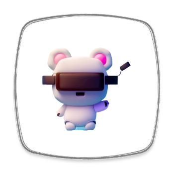 Ours avec casque de réalité virtuelle - Magnet carré - blanc - Devant