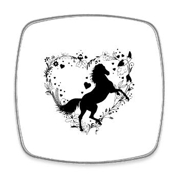 Fleurs et coeurs de cheval - Magnet carré - blanc - Devant