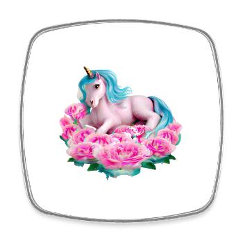 Licorne dans les roses - Magnet carré - blanc - Devant