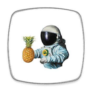 Ananas Astronaut - Viereckiger Kühlschrankmagnet - Weiß - Vorne