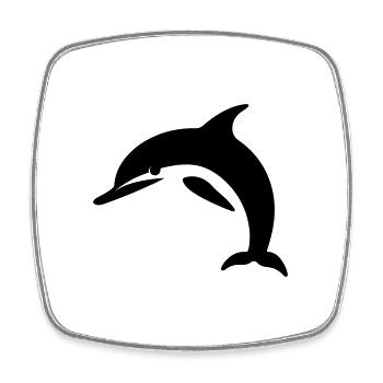 Dolphin - Square fridge magnet - white - Front
