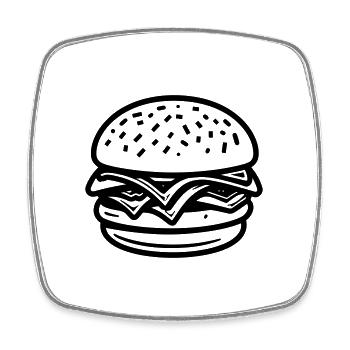 Hamburger - Viereckiger Kühlschrankmagnet - Weiß - Vorne