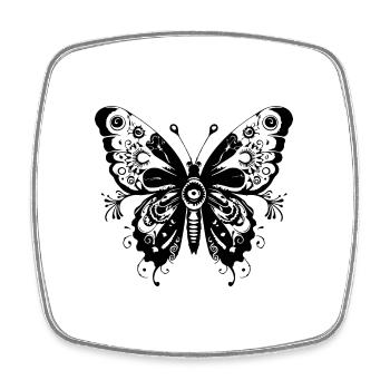 Schmetterling Mandala Boho - Viereckiger Kühlschrankmagnet - Weiß - Vorne