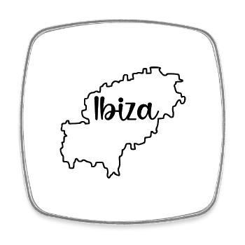 Carte de l’île d’Ibiza Espagne Îles Baléares - Magnet carré - blanc - Devant