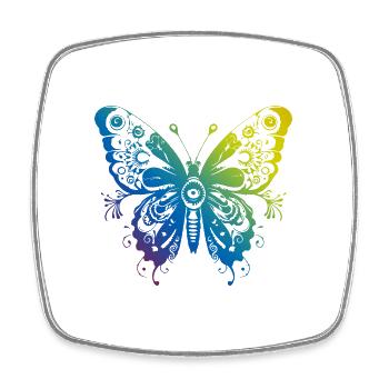 Schmetterling Mandala Boho - Viereckiger Kühlschrankmagnet - Weiß - Vorne