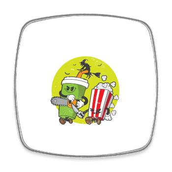 Happy Halloween Let's Watch Horror Movies Cuddle - Square fridge magnet - white - Front