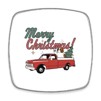 Merry Christmas Saint Bernard Dog Vintage Red - Viereckiger Kühlschrankmagnet - Weiß - Vorne