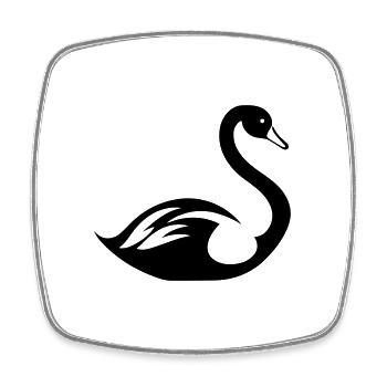 Cygne - Magnet carré - blanc - Devant