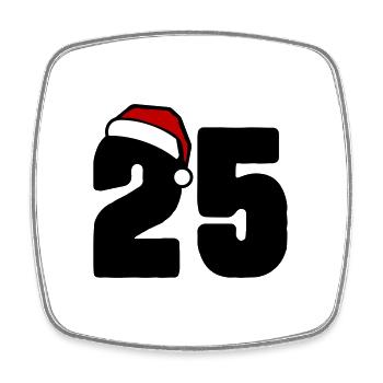 25 Zahl Weihnachten - Viereckiger Kühlschrankmagnet - Weiß - Vorne