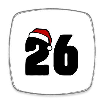 26 Zahl Weihnachten - Viereckiger Kühlschrankmagnet - Weiß - Vorne