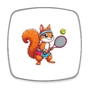 Squirrel Tennis Duo - Humour Amusant sur - Magnet carré - blanc - Devant