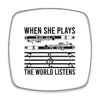 Oboe Player Oboe Basoonist Marching Band Instrumen - Square fridge magnet - white - Front